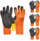 Gebol - Winter Grip, Thermo-Arbeitshandschuhe mit wasserdichter Beschichtung für mehr Grip, Inhalt: 3 Paar (Multipack), Farbe: Orange/Schwarz (L (Gr. 9))