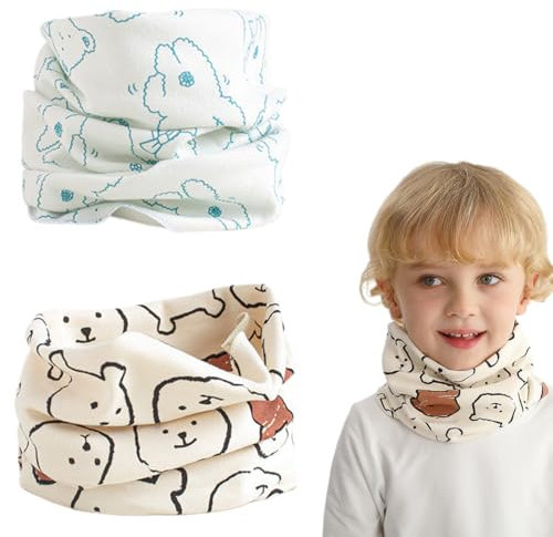 ZEPIQOR 2 Pcs Cache cou enfant Écharpe Cache-cou Enfants Coton Automne Hiver Écharpe Bébé Boucle Cache-cou Foulards Bébé Filles et Garçons