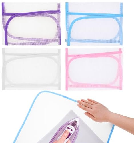 Jeffdad 4 Pack Pressing Cloth for Ironing Scorch Mesh Cloth Saving Ironing Protector Insulation Pad for Sewing and Ironing Iron Fabric Protector Pressing Tool for Ironing Protection 23.6×15.7(Color2)