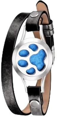 OIDEA Damen Aromatherapie Armband mit Hundepfoten: Süßes Tragbarer Duft-Diffusor aus Edelstahl & Leder Inklusive 10 Pads Stilvolles Accessoire für Entspannung & Wellness Geschenk