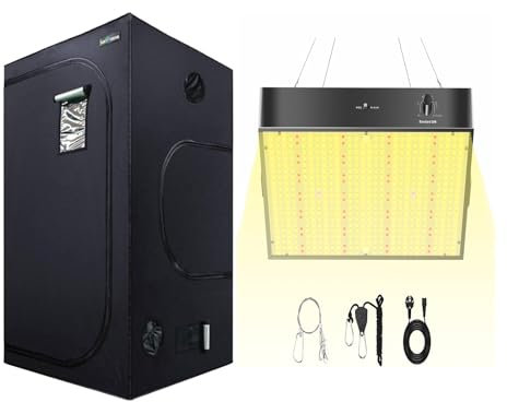 SunStream Growzelt Komplettset, 120x120x200cm Zuchtzelte Kit mit 1000W Dimmbarer Pflanzenlampe Lampe für Komplettes Hydroponics Grow Tent Complete Set
