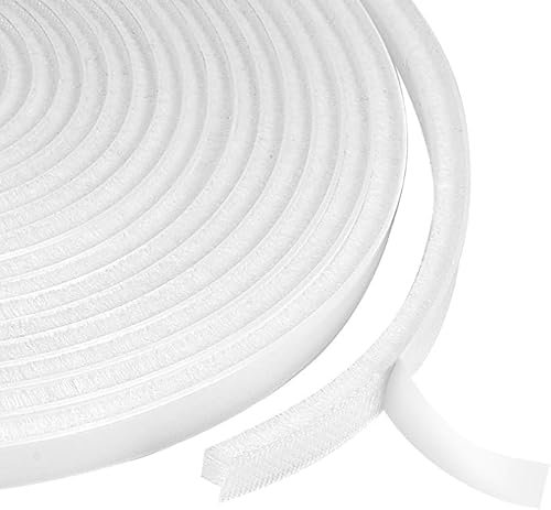 JITIFAZH Self-Adhesive Brush Weather Stripping, 5m(L) x 9mm(W) x 5mm(T) Window Frame Seal Weatherstrip, Door Seal Strip Draught Excluder, White