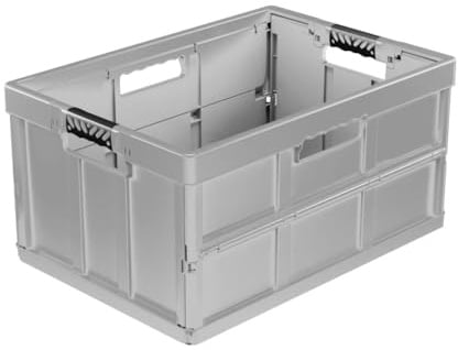 keeeper benno Stabile Profi-Klappbox mit Softgriffen, 45 l, Bis 50 kg Tragkraft, Lebensmittelecht, 54 x 37 x 27,5 cm, 45 l, Silber (Light Silver)