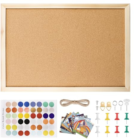 AUNHOKE Korkwand Pinnwand, Pinwand Korktafel Pinnwand Klein 40x30 cm | Korkwand mit Holzrahmen und Befestigungsmaterial, Cork Boards für Küche, Büro, Schule
