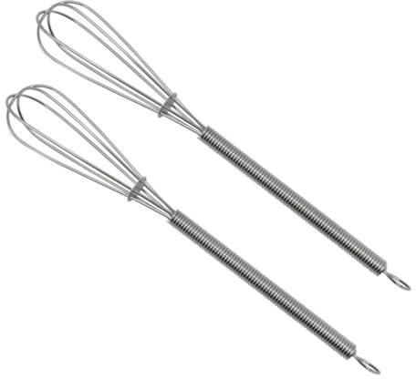 DEARMAMY Salon Schneebesen aus Edelstahl 2 Stück-pack Leichter Haarfarbencreme Mixer zum Mischen von Haarfarbe Silber für Friseursalon und Einfache Aufbewahrung