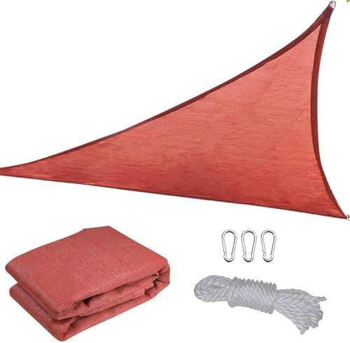 Dreieckiges Sonnensegel, 5 x 5 m, HDPE, UV-Blockdach für Balkon, Terrasse, Terrasse & Garten, Rost-Rotmarkise für Schutz im Freien
