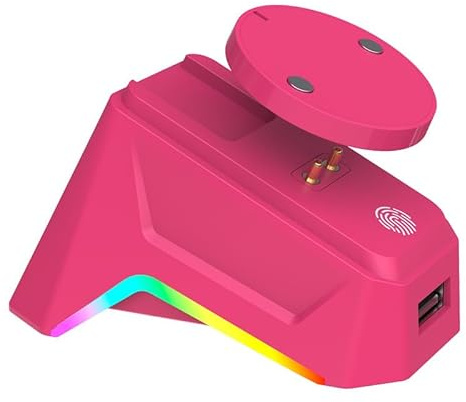 Station de charge pour souris compatible avec Logitech GPW4/GProX/G502/X/G903, support de charge magnétique RVB avec fente pour récepteur USB (rouge)