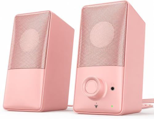 kstime PC Lautsprecher mit Bluetooth 5.4, 14W RMS Bassreflex Stereo | 15° geneigt, USB & AUX Anschlüsse, integriertes Mikrofon, Kopfhöreranschluss, für PC, Laptop, Smartphone