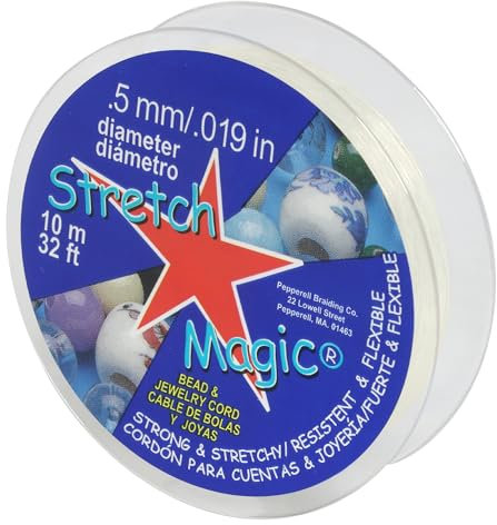 Stretch Magic Elastische Perlenschnur – Perlenfarbe, 0,5 mm im Durchmesser, 10 m – leicht zu Knoten, Starke und Dehnbare Schnur für die Herstellung von Perlenschmuck