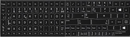 LA CAVERNE D'EABANI Sticker Autocollant AZERTY Clavier Complet Français 112 Touches Noir Vinyle Rectangulaire Minimalist, Neutre Résistant à la chaleur pour Ordinateur portable