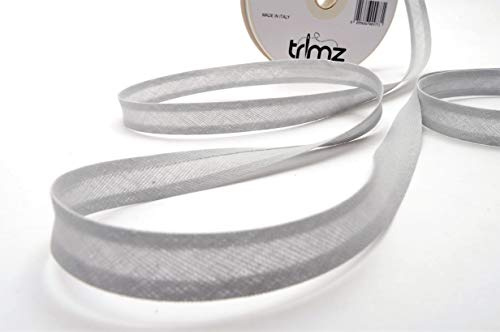 Inastri 14/ 4/ 4 mm Cotton Bias Binding, Grey (Light Grey) 118