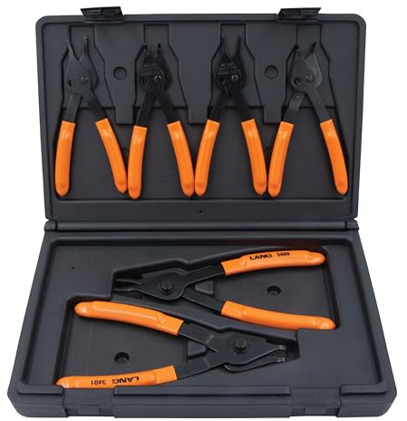 Lang Tools (3497 6-Piece Fixed Tip Combination Internal/External Snap Ring Pliers Set, Black, One Size