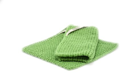 Solwang Topflappen gestrickt, quadratisch, 2 Stück, staubig grün, aus Cotton, Polyester