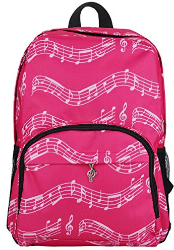 Punk Oxford-Rucksack mit Musiknoten-Druck für die Schule, stilvoller Kunstrucksack, Reiseumhängetasche Musical notes patterns pink