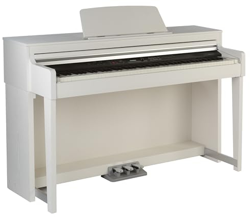 Fame DP-8600 BT WH Digitalpiano, 88 Gewichtete Tasten mit Hammermechanik, 181 Sounds, USB und Bluetooth, Integrierter Effektprozessor und Aufnahmefunktion, Weiß