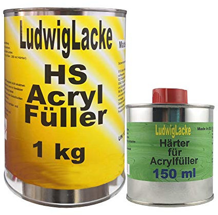 LudwigLacke Acrylfüller 1,15kg grau Grundierung Rostschutz Haftgrund Füller Filler & Härter