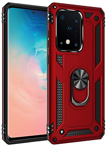 BestST Coque pour Samsung Galaxy S20 Ultra Coque Samsung S20 Ultra, HD Verre trempé, Etui Housse de Protection Antichoc Durable Résistante 2 en 1 Hybride PC Robuste TPU Souple,Rouge