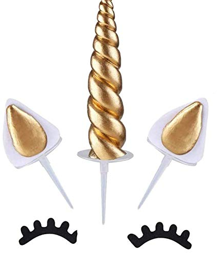 BETOY Kuchen Topper, Einhorn Kuchen Topper Gold Cake Topper für Geburtstag, Hochzeit, Baby Shower Kuchendeko, 5 Stück