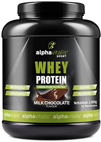 Whey Protein Pulver 1KG - leckeres Eiweißpulver für Proteinshakes, Kraftsport und Fitness - WPC cross flow mikrofiltiert CFM - Muskelaufbau Shake - Eiweißshake Schoko