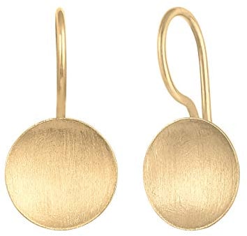Nenalina Ohrringe Silber 925 Damen Ohrhänger mit Kreis Plättchen Disk gebürstet (14 mm)