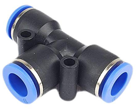 5 Stück T-Verbinder - Pneumatik Steckverbinder - Steckanschluss für Luft & Wasser - Schnellsteckverbinder - Push In Fitting - (4mm Schlauchanschluss)