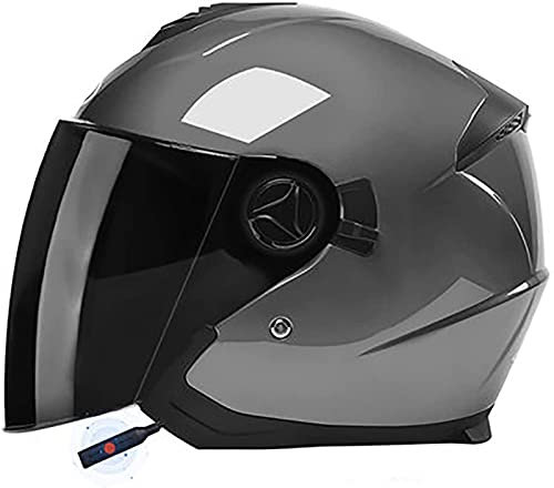 3/4 Casque Moto Jet Bluetooth Casque Scooter Ouvert Casques Motocross Avec Anti-Buée Double Visière DOT/ECE Homologué Casques Moto Pour Hommes Adultes Femmes A2,54-59CM