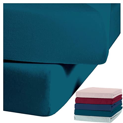 JACK by Kaeppel Biber Spannbettlaken Rundgummi Baumwolle Spannbetttuch 90x190-100x200 / 140-160x200 / 180-200x200 cm, Farbe:Smaragd, Größe:180x200cm Spannbettlaken