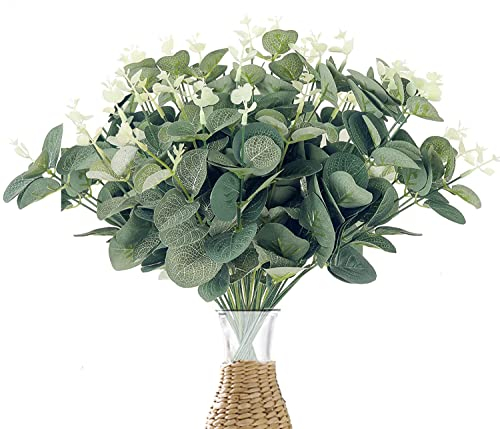 GZkushi 20 Stück Eukalyptus Künstlich Pflanze 31cm Kunstblumen Eukalyptus Künstliche Pflanze für Hochzeit Garten Haus Büro Indoor Outdoor Deko