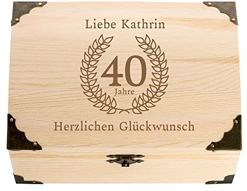 4youDesign Schatztruhe 40 Geburtstag mit Gravur | Geldgeschenk Geburtstag Männer Frauen | Personalisiertes Geschenk 40 Jahrestag | 18x13x10cm