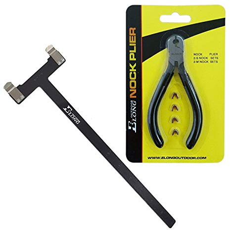 NIKA ARCHERY Nockzange Set und T-Winkel Lineal Bogenwerkzeuge, 4 Nockpunkte | NIKA Archery Nockzangen-Sets, 4 Saiten-Nockpunkte, Bow T Square Lineal-Messung zum Schießen von Zielübungen