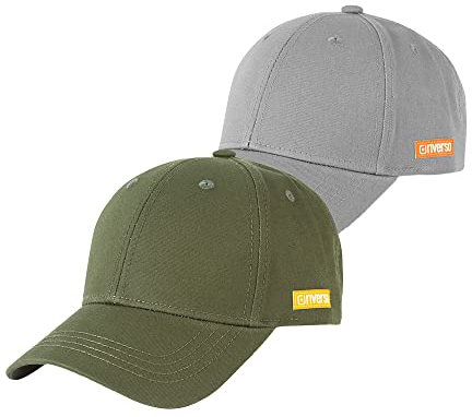 riverso Herren Cap RIVNoel 2er Pack Baseballcap Snapback Kappe Sport Verstellbare Outdoor Mütze Basic Einfarbig 100% Baumwolle Einheitsgröße Grau Grün, Größe:One Size, Farbe:Farbmix Uni 11