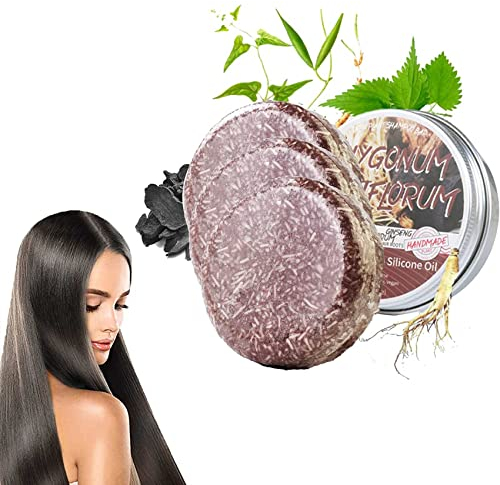 Black Hair Darkening Shampoo Bar, Natural Organic Polygonum Multiflorum Black Hair Darkening Soap, Cover Grey Hair Soap for Moisturize and Repair Hair Damages (3PCS)