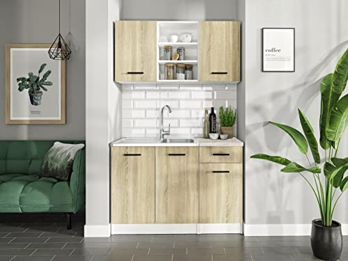 Tendencio Cuisine complète Jona 120 cm Couleur Bois et Blanc