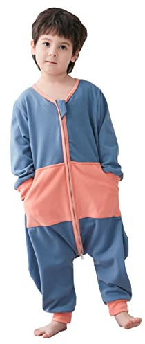 Chilsuessy Baby Ganzjahres Schlafsack mit Beinen 1.5 Tog Kinder Schlafsack mit Füße Unisex Kleine Kinder Schlafanzug Baby Strampler, Dunkelblau, L/Baby Höhe 95-105cm