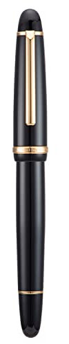 Jinhao X850 Fountain Pen Bent Nib, Black with Golden Clip Metal Writing Pen