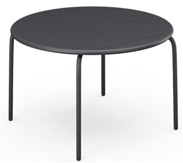 Vente-unique Runder Gartentisch, Durchmesser 110 cm, aus Metall, Dunkelgrau