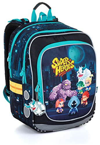 TOPGAL Schulrucksack für Jungen ab 1. Klasse, ergonomisch & leicht, wasserabweisend, mit reflektierenden Elementen, 21 L Schulranzen mit Brustgurt & Rückenpolsterung (Yeti)