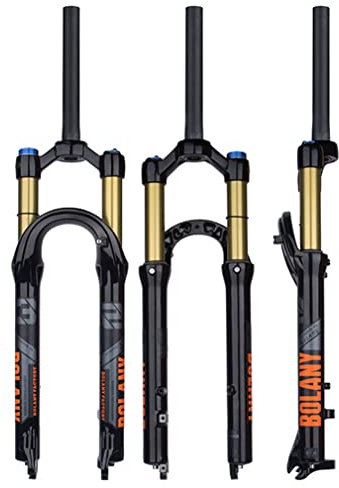 UKALOU MTB-Gabel 26/27,5/29 Mountainbike-Luftfedergabel 100 mm Federweg 28,6 mm gerade Gabel manuelle Sperrung Scheibenbremse QR 9 mm (Farbe: Schwarz, Größe: 27,5 Zoll)