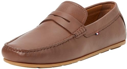 Tommy Hilfiger Herren Loafer Casual Leather Driver aus Leder, Braun (Winter Cognac), 42