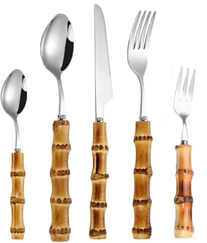Cabilock Service De Couverts Moderne - Manche Design Occidental Vaisselle À Steak Couverts en Acier Inoxydable