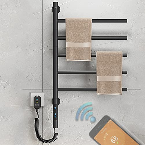 JHLP WIFI LCD Electric Towel Radiator 82W - Smart Electric Towel Rail With Thermostat & Timer - Temperature Adjustable From 45-70° - Stainless Steel Heated Towel Rack - 180° Rotation - 4 Modes