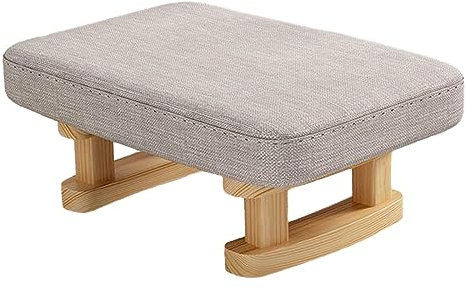 JISADER Tabouret Bas, Pouf Ottoman, Repose-Pieds Rembourré, Siège Bois Massi, Chaise Rectangulaire, Escabeau pour Salon Chambre Bureau Entrée Chambre à Coucher