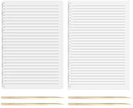 Lineal mit geraden Linien, Lineal mit 4 Holzmarkern, 28cm Skala, Hilfslinien, Schablone, A4, Linienzeichnungsvorlage, Buchstabenführung, klares Lineal, Schreibwerkzeug zum Zeichnen und Schreiben