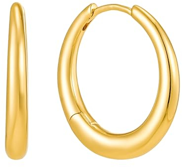 Brandlinger ® Ohrringe gold, chunky hoops. Creolen gold. Schmuck Damen vergoldet mit 18 Karat (Silber und Gold) für Frauen und Mädchen. Äußerer Durchmesser 25mm.