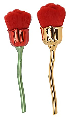 2 Stück Nagelstaubpinsel, Rosenförmiger Blumen-Rougepinsel Mit Langem Griff, Gesichtspuder-Make-up-Pinsel, Foundation-Make-up-Pinsel, Puderpinsel Und Rougepinsel Für Das Tägliche Make-up