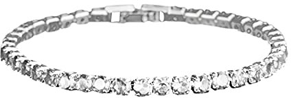 Geflochtenes Lederarmband Für Herren Kettenarmbänder Zirkonia Tennis 4mm Out Armband Männer Für Frauen Iced Armbänder (C, One Size)