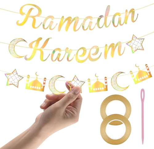 SPHERETRON Ramadan Deko Ramadan Kareem Deko Ramadan Ramadan Banner Ramadan Dekoration Hoşgeldin Ramazan Süsleri für Muslimische Festlichkeiten und Eid Dekoration