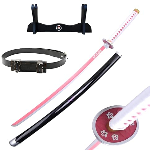 Hashiman Katana Demon - Vera Manga Sciabola + Porta Spada di Legno + Cintura - Catana Giapponese Decorazione Cosplay Giocattolo per Bambini Adulti Gioco Costumi (Kanao Tsuyuri)
