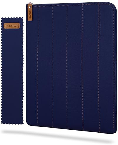 HANOI Collection® Lisboa™ Buchhülle mit Reißverschluss. Große gepolsterte Schutzhülle für Bücher. Schutzhülle für Bücher, Buchschutz für Leser (Dunkelblau, Groß)
