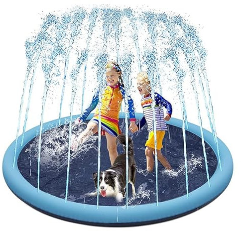 Dog Pool Paddling Pool for Pets,Foldable Sprinkle and Splash Water Play Mat,Fun Backyard Fountain Play Mat for Baby Girls Boys Children or Pet Dog (150cm/59in)